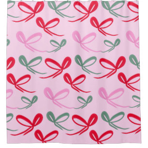 Christmas Bows Reversible Color Shower Curtain
