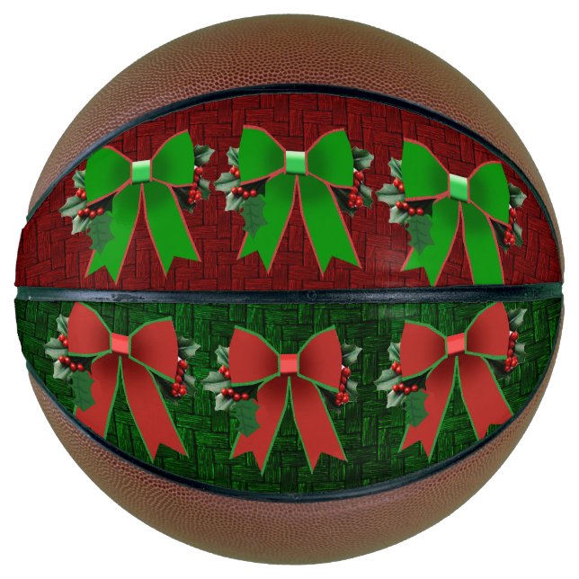 Christmas Bows With Holly Bows Basketball (Front)