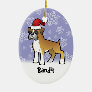 Christmas Boxer (add your pets name) Ceramic Tree Decoration
