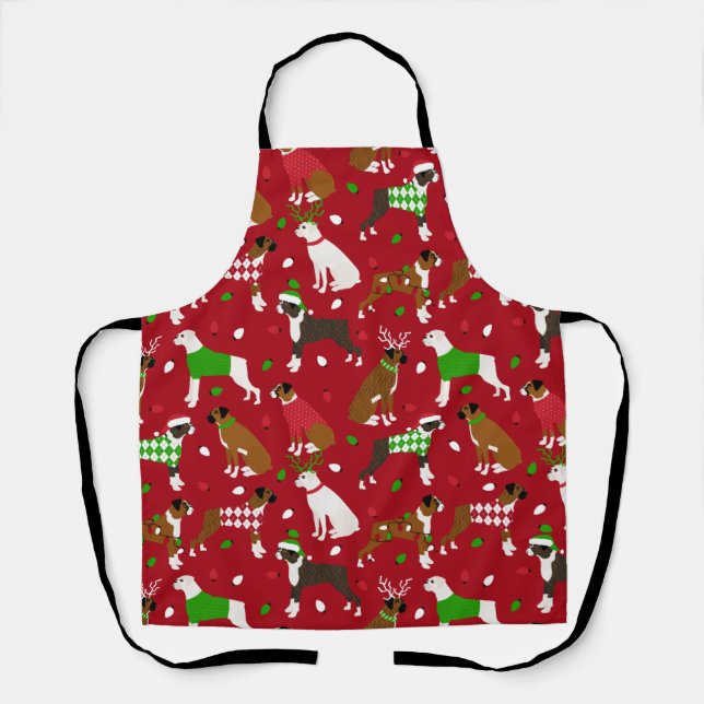 Christmas Boxer Dog Apron (Front)