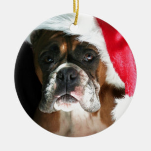Christmas Boxer Dog Ceramic Tree Decoration