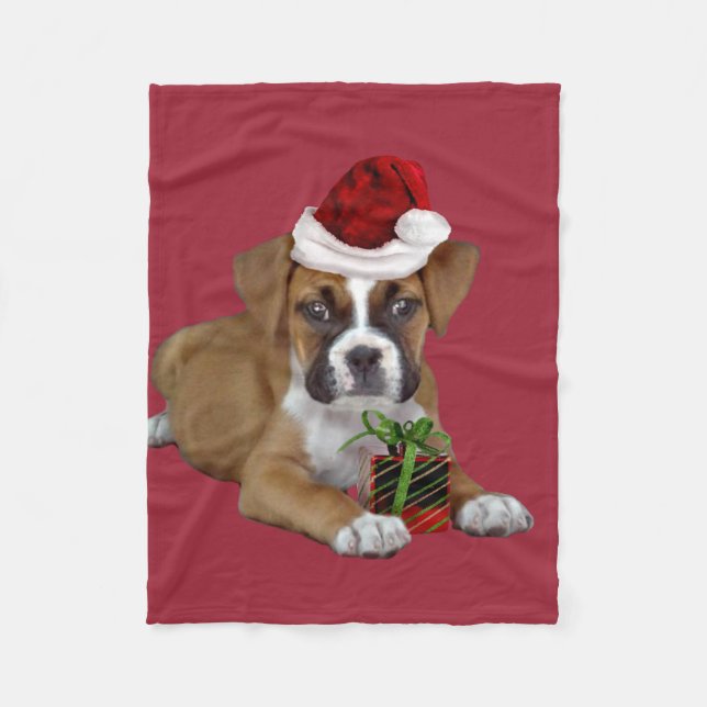 Christmas Boxer dog fleece blanket (Front)