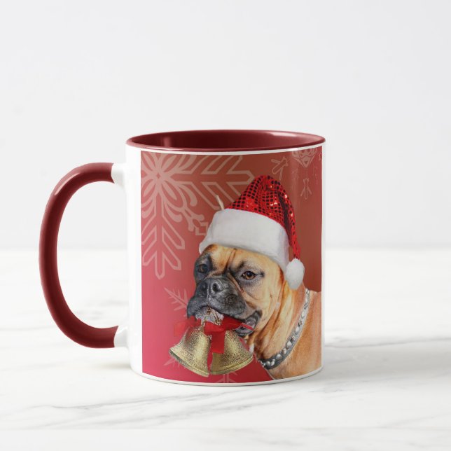 Christmas Boxer dog mug (Left)