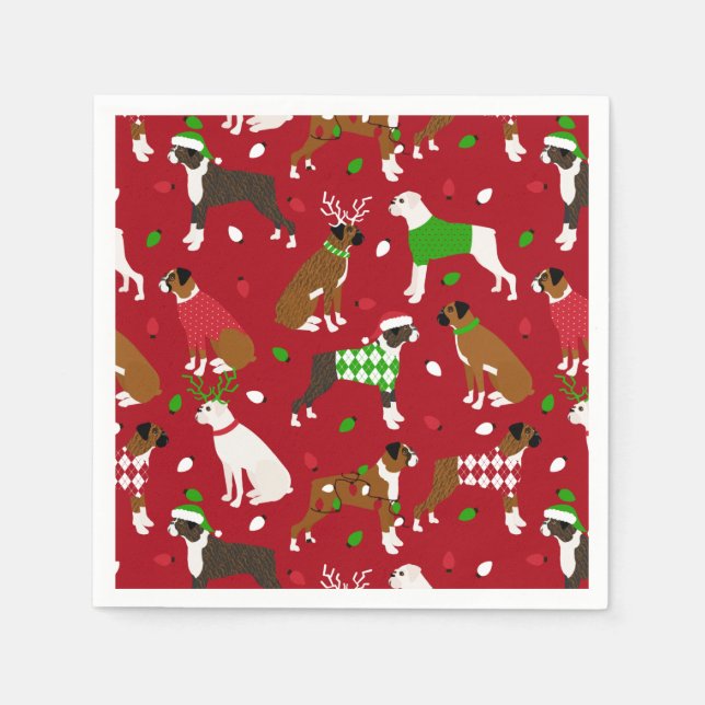 Christmas Boxer Dog Napkin (Front)