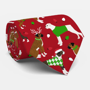 Christmas Boxer Dog Neck Tie