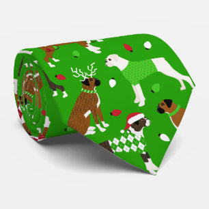 Christmas Boxer Dog Neck Tie
