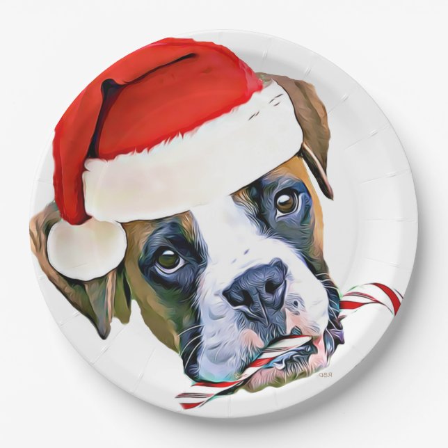 Christmas Boxer dog plate (Front)