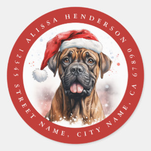 Christmas Boxer Dog Round Stickers