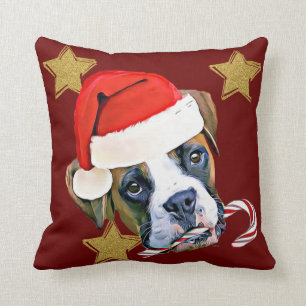 Christmas Boxer dog throw pillow