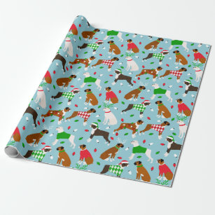 Christmas Boxer Dog Wrapping Paper