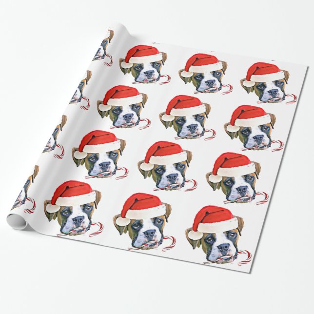 Christmas boxer dog wrapping paper (Unrolled)