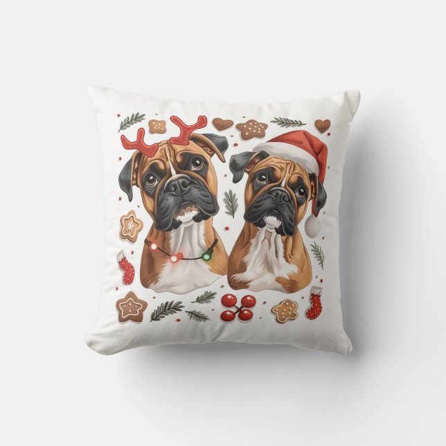 Christmas Boxer Dogs Cushion (Front)