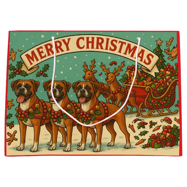 Christmas Boxer Dogs Gift Bag (Front)