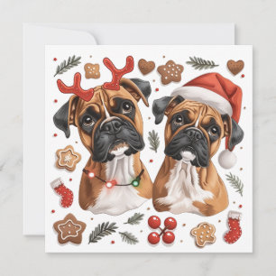 Christmas Boxer Dogs Holiday Card