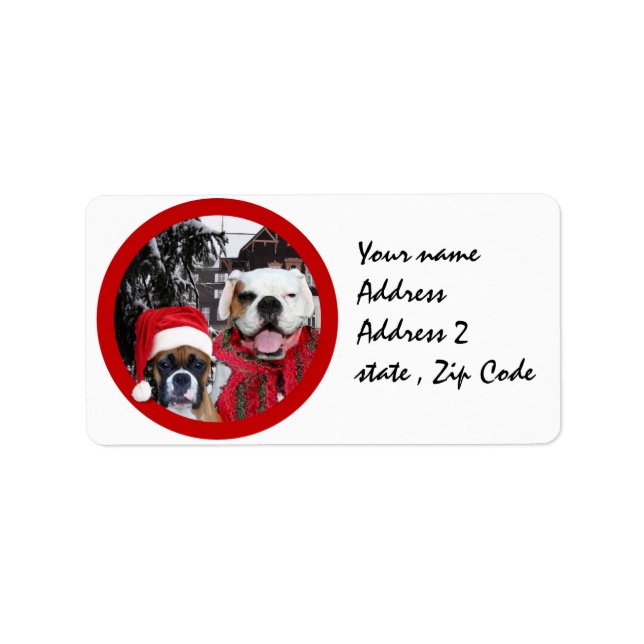 Christmas boxer dogs mailing labels (Front)