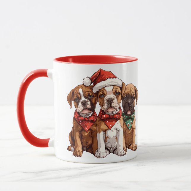 Christmas Boxer Dogs Mug (Left)