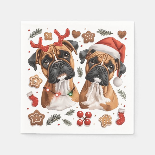 Christmas Boxer Dogs Napkin (Front)