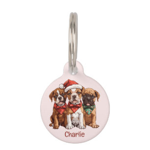 Christmas Boxer Dogs Pet Tag