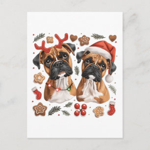 Christmas Boxer Dogs Postcard