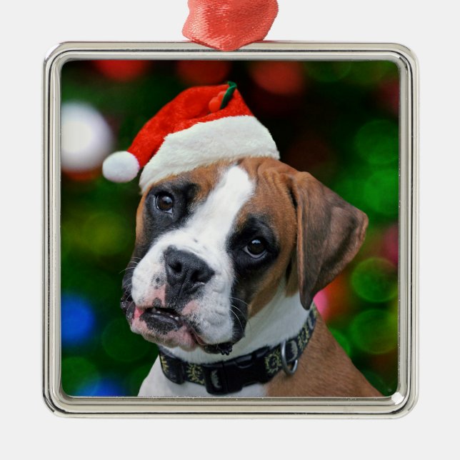 Christmas Boxer Metal Tree Decoration (Front)