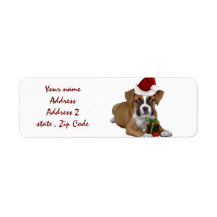 Christmas Boxer puppy address labels