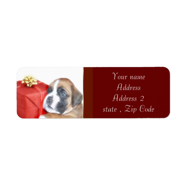 Christmas Boxer puppy address labels (Front)