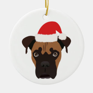 Christmas Boxer Puppy Ceramic Tree Decoration