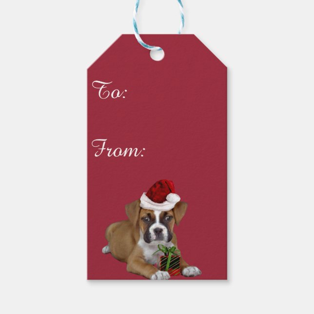 Christmas boxer puppy gift tags (Front)