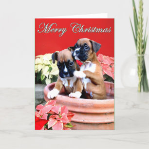 Christmas boxer puppy greeting card