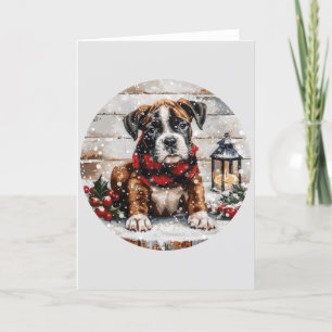 Christmas Boxer Puppy Holiday Card