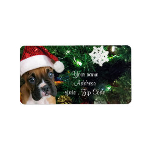 Christmas boxer puppy label