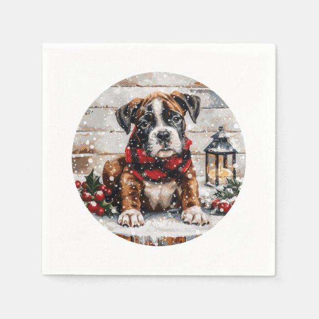 Christmas Boxer Puppy Napkin (Front)