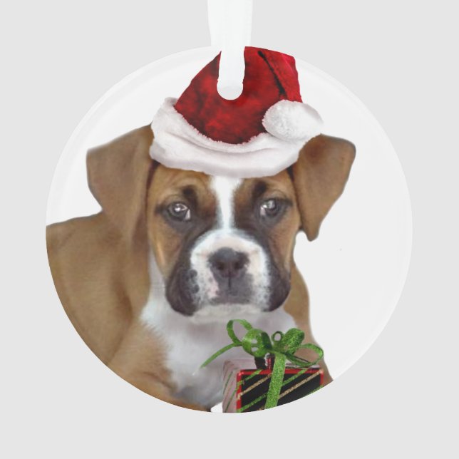 Christmas Boxer puppy Ornament (Back)