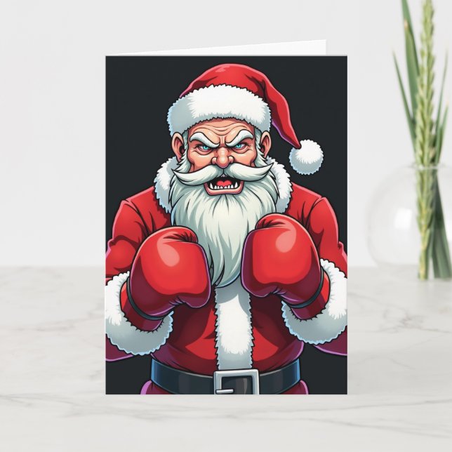 Christmas Boxing Santa Card (Front)
