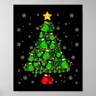 Christmas Boxing Sports Lover Xmas Tree Lights Paj Poster