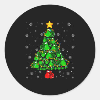 Christmas Boxing Srts Lover Xmas Tree Lights Paj  Classic Round Sticker