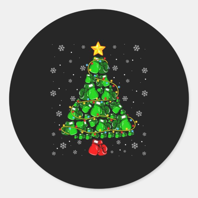 Christmas Boxing Srts Lover Xmas Tree Lights Paj  Classic Round Sticker (Front)