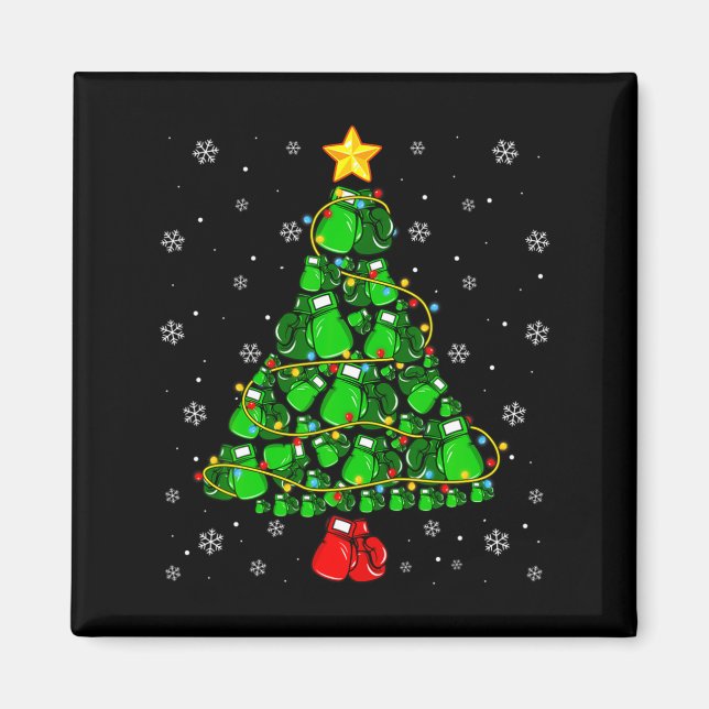 Christmas Boxing Srts Lover Xmas Tree Lights Paj  Magnet (Front)