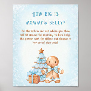 Christmas Boy Baby Shower How Big Is Mummy's Belly Poster