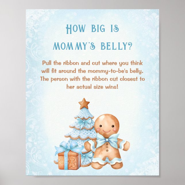 Christmas Boy Baby Shower How Big Is Mummy's Belly Poster (Front)