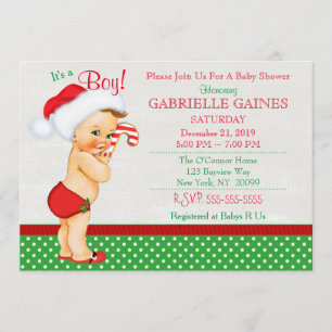 Christmas Boy Baby Shower Invitation Personalised