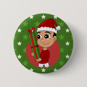 Christmas boy cartoon button