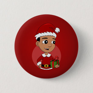 Christmas boy cartoon button