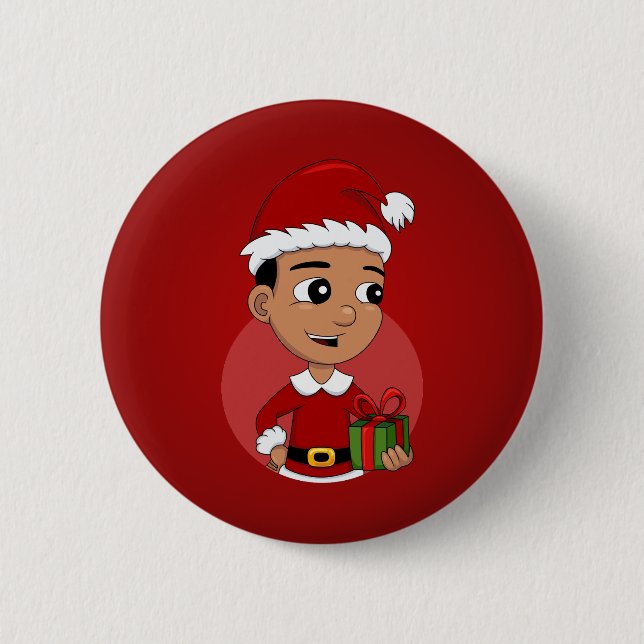 Christmas boy cartoon button (Front)