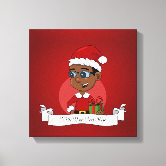 Christmas boy cartoon canvas print (Front)