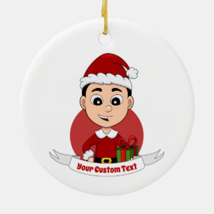 Christmas boy cartoon ceramic ornament