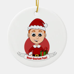 Christmas boy cartoon ceramic ornament