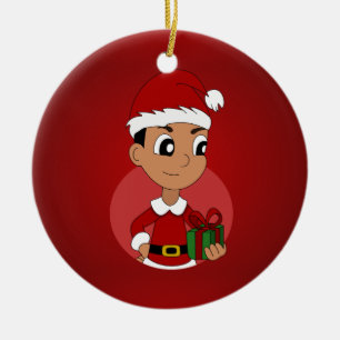 Christmas boy cartoon ceramic tree decoration
