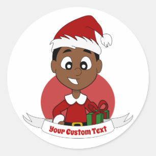 Christmas boy cartoon classic round sticker