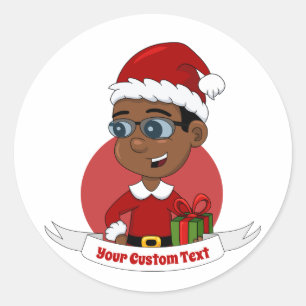 Christmas boy cartoon classic round sticker